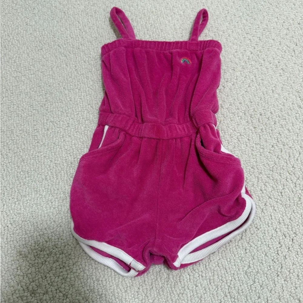Gap Toddler Fuchsia Terry Romper with Rainbow Accent